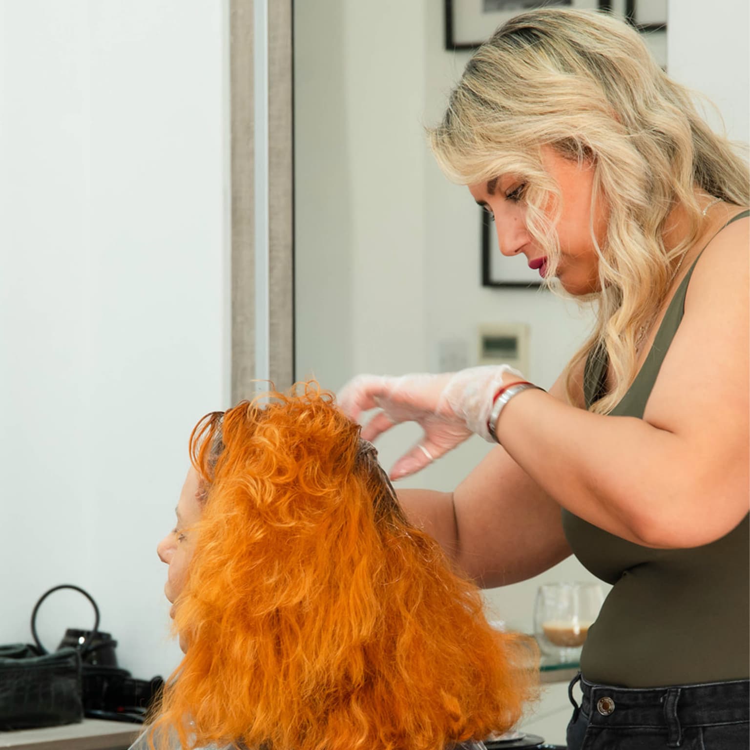 Client with professionally coloured hair at Simon Warwick Salons, Maida Vale – expert application of Wella colour for vibrant, personalised results in London.